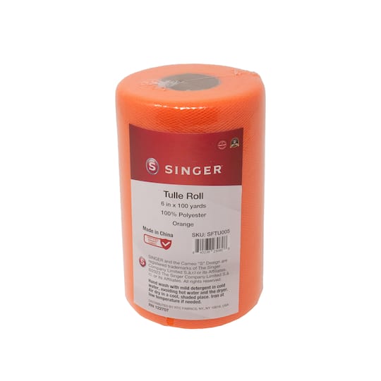 SINGER® Orange Tulle Fabric Roll, 6" x 100yd.